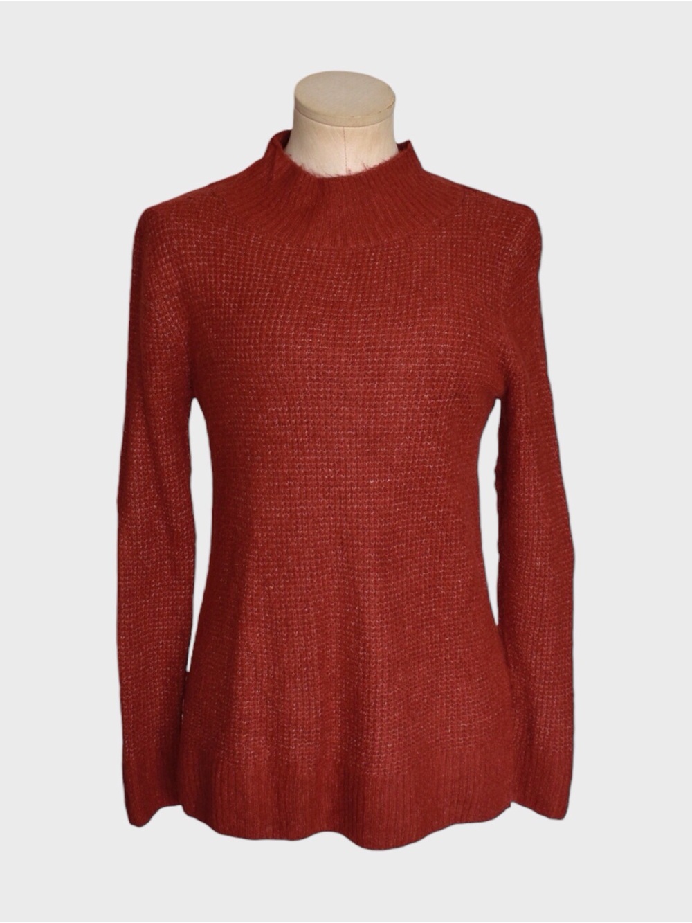 Old Navy Rust Orange Mock Neck Textured Knit Sweater